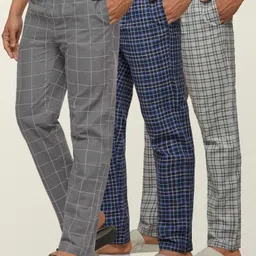 Pack of 3 Checkmate Intellieaze Combed Cotton Checks Men Pyjama-image-14