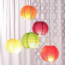 shikharretails PPR MC Round Hanging Ball Paper Lantern Light Lamp for Decoration Pack of 6 Multicolor Paper Hanging Lantern-picture-19