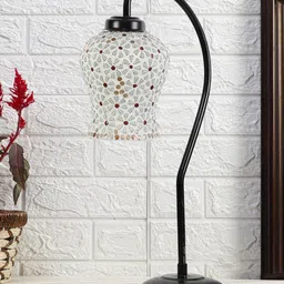 Devansh Black & White Printed Curvy Table Lamp With Mosaic Glass Shade-picture-36