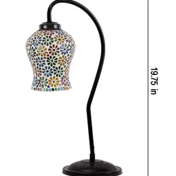 Devansh Black & White Printed Curvy Table Lamp With Mosaic Glass Shade image 2