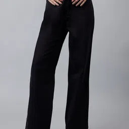Xpose Women Comfort Wide Leg Fit High-Rise Casual Cotton Jeans-image-0