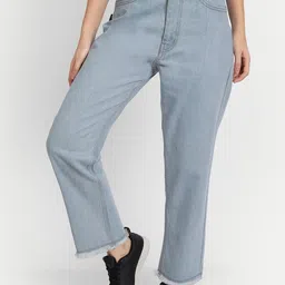 BAESD Women Straight Fit Mid-Rise Cotton Jeans-image-5
