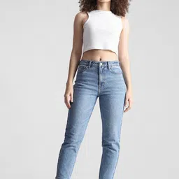 ONLY Women Mom Fit Heavy Fade High-Rise Cropped Stretchable Jeans-picture-12