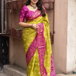 Mitera Bandhani Poly Crepe Bandhani Saree-image-64