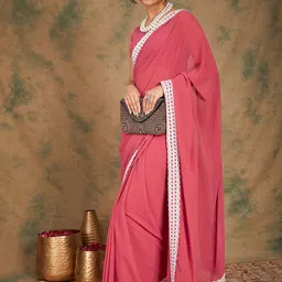 Sangria Pink Lace Bordered Saree image 3
