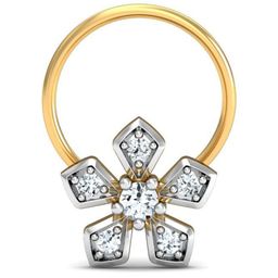 KUBERBOX Blooming Floral 18KT Gold Diamond-Studded Nose Pin-0.62gm-image-24