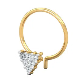 KUBERBOX Trikon 18K Yellow Gold Diamond Studded Nose Pin-1g image 4
