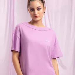 KENDALL & KYLIE Women Purple Drop-Shoulder Sleeves  Oversized  T-shirt-picture-11
