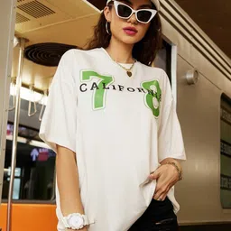Christy World Pack Of 2 Printed Drop Shoulder Cotton Oversized T-shirt image 2