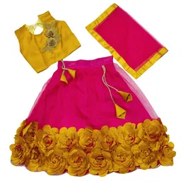 BAESD Girls Embroidered Patchwork Ready to Wear Lehenga & Blouse With Dupatta-picture-56