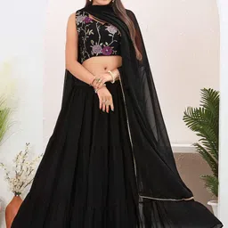 Chandbaali Floral Embroidered Ready To Wear Lehenga & Blouse With Dupatta image 2