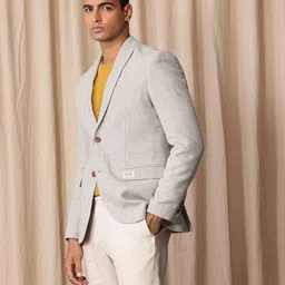 mr bowerbird Men Self Design Single Breasted Formal Blazer image 5