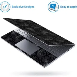 Techfit HD Printed Easy to Install Full Panel Laptop Skin/Sticker/Stretchable Vinyl/Cover for all Size Laptops upto 15.6 inch No Residue, Bubble Free - Snake Skin Black Self Adhesive Vinyl Laptop Skin Compatible for 15.6 inch image 2
