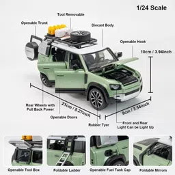 navrangifashion 1:24 Scale Land Rover Camping Metal Die-Cast Pull Back with Openable Doors image 2