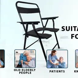 cutfine Foldable Shower Commode Chair For Toilet,Comfortable For Elderly Pregnant Women Commode Chair image 5