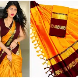 mortal textile Animal Print Assam Silk Cotton Silk Saree-picture-11