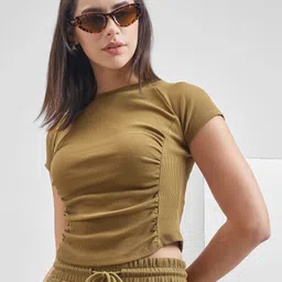 tokyo talkies Casual Regular Sleeves Self Design Women Blue Top-picture-16