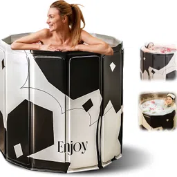 bathremedy Foldable Bathtub for Adults Large Folding Bath Tub for Bathroom | Portable Deep Soaking Tub for Adults | Big Tub for Bath Spa Relaxation & Hot Bath (Black) Free-standing Bathtub-picture-19