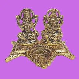 shri kaila maa art gallery Laxmi Ganesh Idol with Diya 12cm Decorative Showpiece - 12 cm image 2