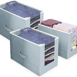 Pack of 3 Non-Woven Large Shirt Stacker Storage Foldable T-shirts, Shirts Storage Box-image-18