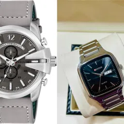 fenton Trendy Chronograph Watch, Stainless Steel Case, Grey Leather Strap-Grey::Black Analog Watch - For Men FNW-DSL-17-GREY_FW-111 (Black)-picture-29