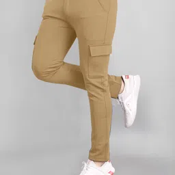 combraided Men Regular Fit Brown Lycra Blend Trousers image 5