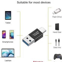 VOOCME USB Type C Male to USB A Male Connector, USB 3.0 Adapter, USB 3.1 Gen 2 Super Speed Charging and Upto 10Gbps Transfer Speed Laptop Accessory image 2