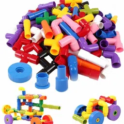 sanchi creation Multi Coloured Educational Play and Learn Plastic Building Block Set Pipes Puzzle Set - Blocks for Kids - Blocks Game image 1
