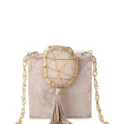 ODETTE Textured Half Moon Sling Bag with Tasselled-picture-44