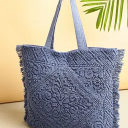 ALII AND ALIIZEY Blue Shopper Shoulder Bag with Tasselled-picture-11