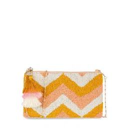 Priyaasi Yellow Geometric Embellished Sling Bag with Tasselled image 2