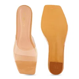 Cogner Women Beige & Transparent Block Heels image 5