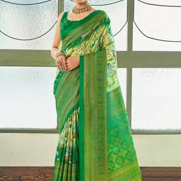 Mitera Kalamkari Zari Art Silk Kanjeevaram Saree-picture-16