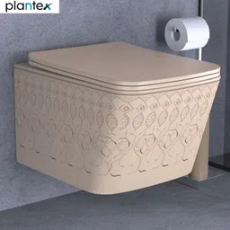 plantex Ceramic Commode for Toilet/Rimless Western Commode/Commode with Soft Closing Toilet Seat - P Trap - (LAS03, Khakhi) Western Commode-picture-28