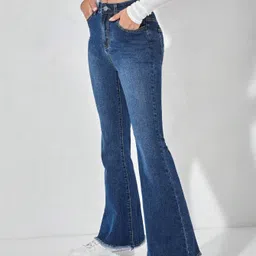 tyffyn Women Boot-Leg High Rise Blue Jeans image 3