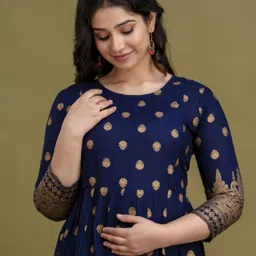 zyla Women Fit and Flare Dark Blue Below Knee Dress image 4