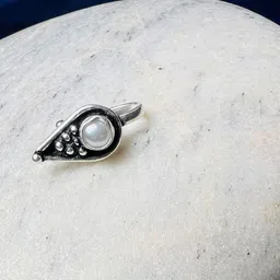 Arte Jewels 92.5 Sterling Silver Stone-Studded Clip-On Septum Nosepin image 1