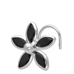 Abhooshan 92.5 Sterling Silver Silver-Plated Cubic Zirconia Stud Nosepin image 1