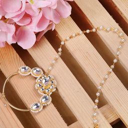 Saraf RS Jewellery Gold-Plated Gold Kundan Studded Bridal  Nosepin-picture-5