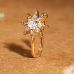Zaveri Pearls Gold-Plated Cubic Zirconia Studdded Clip On Nosepin-picture-18