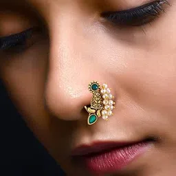 Vighnaharta Gold-Plated Cubic Zirconia Studded Nosepin image 4