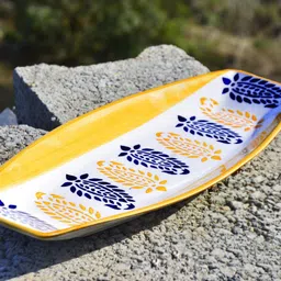 stylemyway Ceramic Serving Platter(Orange, L x B – 38 cm x 16 cm) |Starter Serving Platter Tray image 2