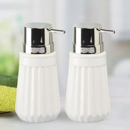 Kookee White Textured Ceramic Soap Dispenser-picture-6