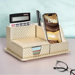 THE HOME CO. Gold-Toned Self Design Super Strong Desk Organiser-picture-37