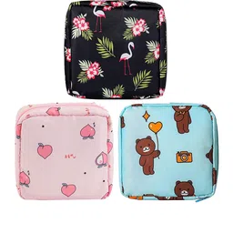 HOUSE OF QUIRK Women Set Of 3 Printed Sanitary Napkin Storage Organisers image 4