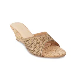 Metro Open Toe Textured Wedges With Laser Cuts-picture-10