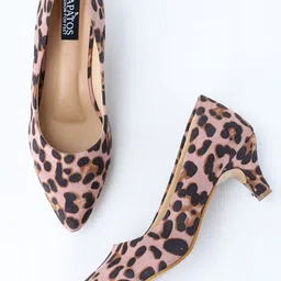 SAPATOS Woman Peach Leopard Printed Suede Pumps-picture-11