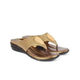 XE Looks Women Copper-Toned Embellished Laser Cuts Flats-image-76