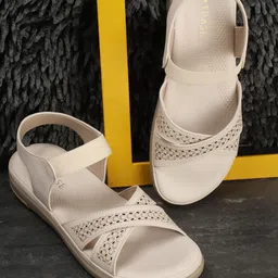 TRASE Textured Open Toe Flats-picture-30