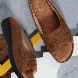 TRASE Women Open Toe Flats with Laser Cuts image 1